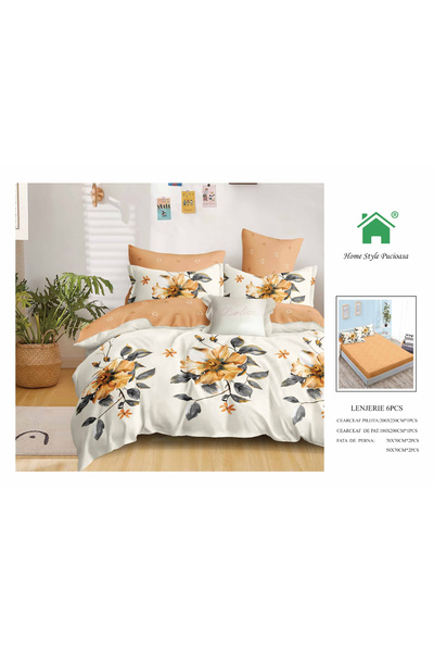 FIONNA.RO Fine Bed Linen With Elastic - Yellow Flowers