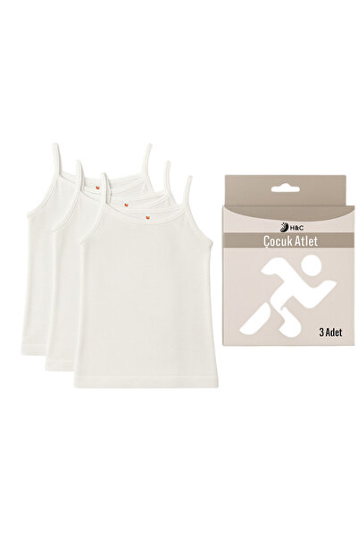hvç Girl's Rope Strap Tank Top Cotton 3-Pack White Color