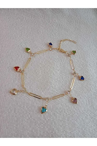 MODA MANANI Colorful Heart Dangle Anklet