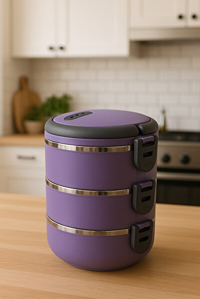 CEZVE HOME حاوية طعام معزولة من الفولاذ المقاوم للصدأ بثلاث طبقات |   صندوق غ...