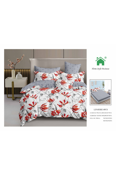 FIONNA.RO Finet Bed Linen With Elastic - Orange Flowers
