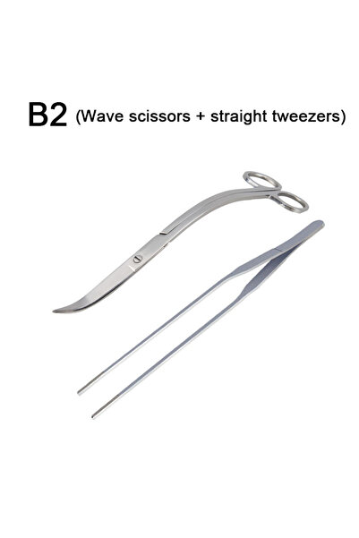 Choice4 2 pcs set Aquarium Scissor Tools Set Wave Scissors Tweezers Plants Gr...