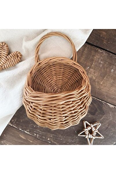 MİESSA Hasır sepet, dekoratif küçük sepet, Dekoratif mutfak sepeti, Hasır düz...