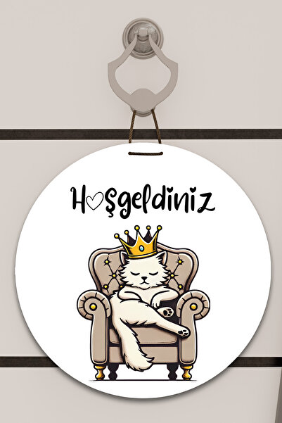 Dormot Imprimare digitală albă, standard, tema este „Acesta este pisicuța nostru”, ornament pentru ușă, ornament de perete