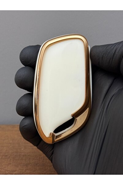 Luxe Aksesuarr Zs - Husă de protecție pentru chei din silicon MG Smart cu 3 butoane - Culoare alb auriu