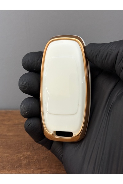 Luxe Aksesuarr Husă de protecție pentru chei din silicon cu 3 butoane pentru Audi Smart A8L Q7 A6 A7 C8 E-TRON - Aur alb