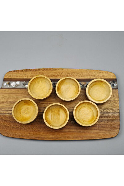 mucit home Bamboo 6-Piece Bamboo Mini Turkish Delight Bowl, Snack Bowl, Sauce Bowl & Jam Bowl Presentation Set