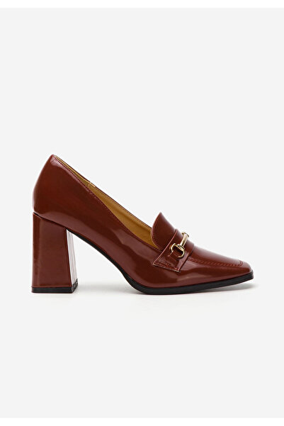 B T Shoes Bordové mokasíny na podpatku Noriana