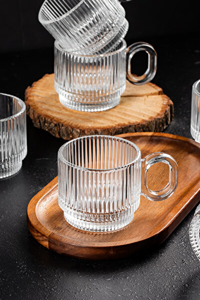 EVİMDM Set of 6 Premium Transparent Glass Water and Soft Drink Glasses - 90 ml