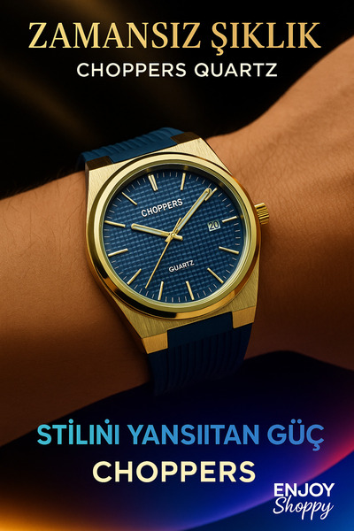 Enjoy Men's Wristwatch Gold Case Blue Dial Timeless Elegance,Strong Style
