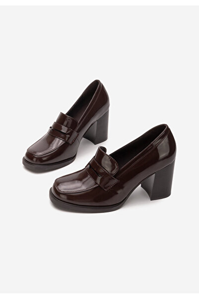 B T Shoes Hnědé mokasíny na podpatku Oděsí