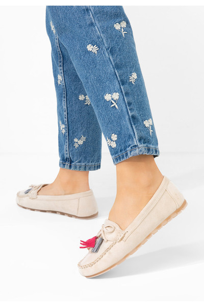 B T Shoes Béžové dámské mokasíny Prestia V2