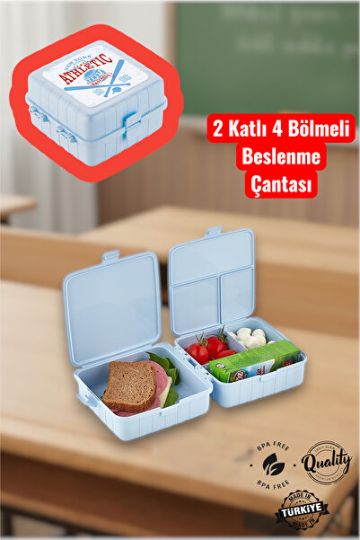 MUF HOME 4 Compartment Lunch Box, Children's Breakfast Storage Container, Student School and Picnic Lunch Box