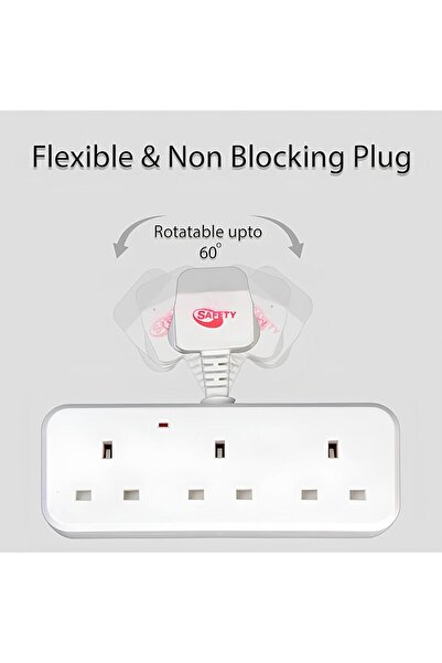 Genenic 3-Way Power Adapter, Universal UK wall 3 socket extender outlet, Voltage 230V, MAX W 2990, KSA made