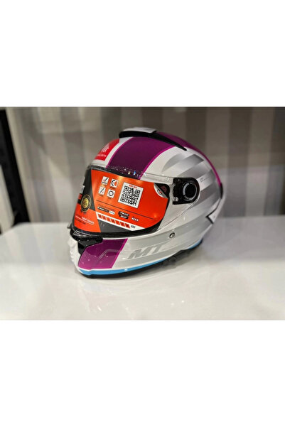 MT Helmets Kask Mt Thunder 4 Sv Tears C8 Parlak Inci Beyaz/Pembe