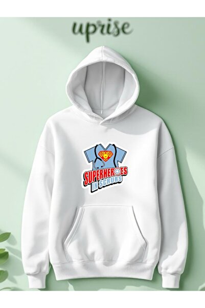 Vordevia Hanorac Doctor cu imprimeu Cotton 3 Thread O supradimensionat