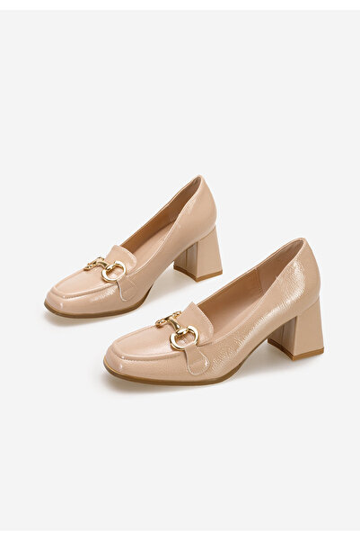 B T Shoes Béžové mokasíny na opätku Velosa