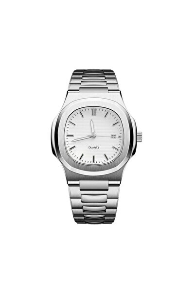 Store Patek Model Silver White Calendar Men's Steel Watch