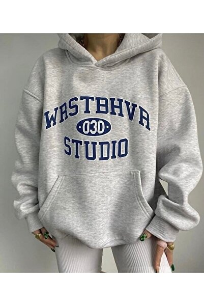 Vestiti Hanorac supradimensionat cu glugă, unisex, gri Vrstbhvr