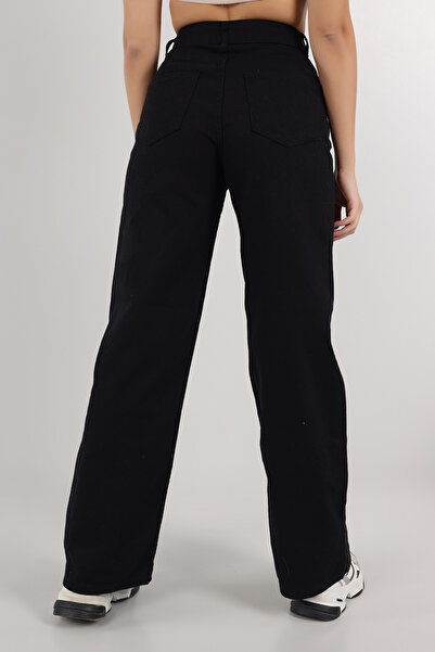 geenz manifacture Palazzo Jeans 90's Black Lycra Super High Waist Wide Leg Lo...