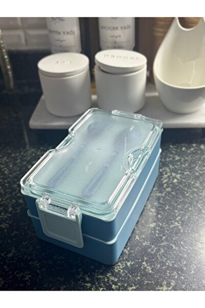 CEZVE HOME Luno 2-Tier Lunch Box - Food Transport and Storage Container Lunch Box with Spoon and Fork Compartment