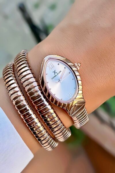 Daniel Klein Yeni Sezon Kadın Rose Renk Spiral Bilezik Kordonlu Şık Tasarım Kol Saati