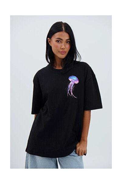 Tubinyoo تي شيرت كبير الحجم مطبوع عليه قنديل البحر الصغير للجنسين