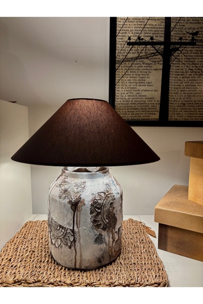 Handmade abajur dantello masa lambası 39x35 cm