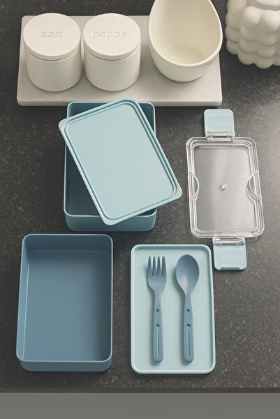 CEZVE HOME Luno 2-Tier Lunch Box - Food Transport and Storage Container Lunch Box with Spoon and Fork Compartment