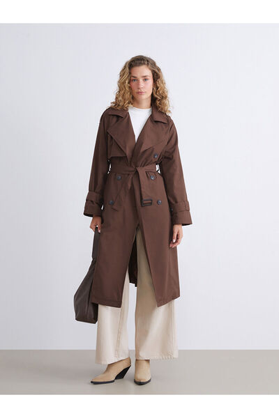 LC Waikiki New Season Double-Breasted Collar Oversize Women's Trench Coat
