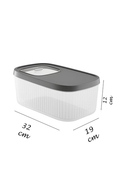 EVONİTA 5 Liter Detergent Tablet Storage Box with Stripes - Food and Vegetable Container with Sliding Lid