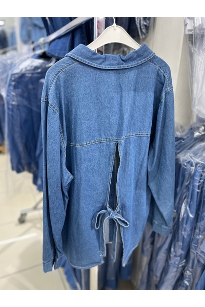 DeYeDe Cămașă de denim nouă pentru femei, cu detaliu în talie