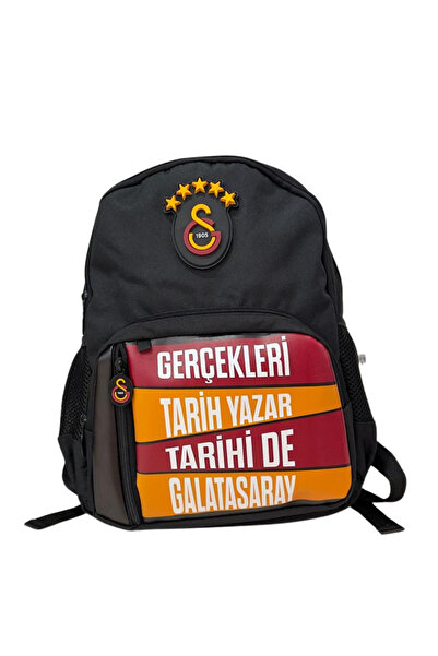 Galatasaray Σχολική τσάντα με σλόγκαν GS Μαύρο Κόκκινο Κίτρινο