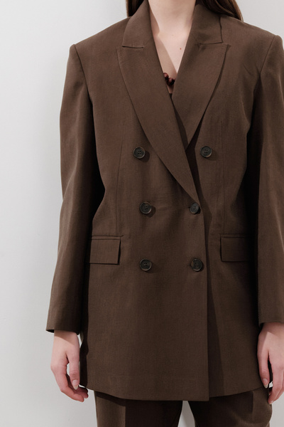 Manuka ΜΕ ΖΩΝΗ K διπλό πέτο ΜΠΛΕΖΕΡ ΜΠΟΥΦΑΝΤΑ ΣΚΟΥΡΟ ΚΑΦΕ