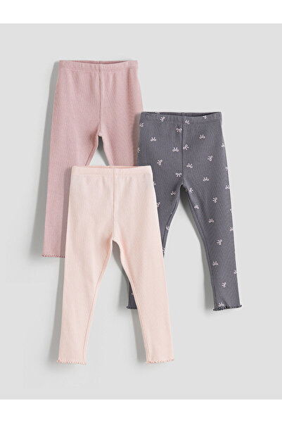 LC Waikiki Özmarka New Season Elastic Waist Printed Baby Girl Leggings 3-Piec...