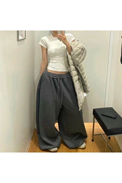 Violon Καπνιστό Unisex Streetwear Φαρδύ Παντελόνι Φόρμας με Φαρδιά Μπατζάκια