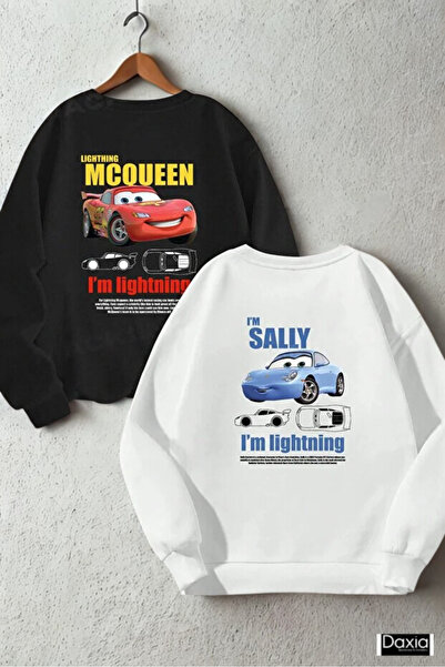 Daxia SEVGİLİ KOMBİN McQueen Sally Sırt Baskılı BİSİKLET YAKA Sweatshirt 2 li...