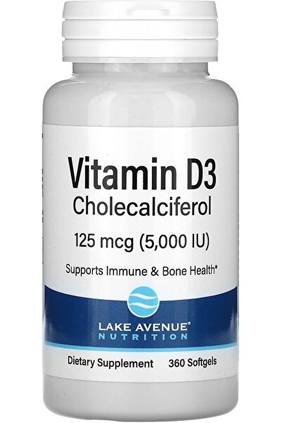 Lake Avenue Nutrition Lake Avenue Vitamin D3 Nutrition Vitamin D3 Immune System Bone Health 5000 IU 360 Softgels