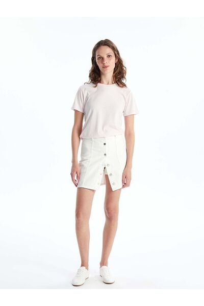 LC Waikiki Nevavm Standard Fit Women's Jean Shorts Skirt with a Difference