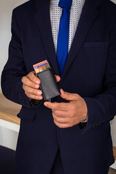 ÖZTÜRK DERİ Genuine Leather Pop-Up Card Holder – Smart Mechanism, Compact Ele...