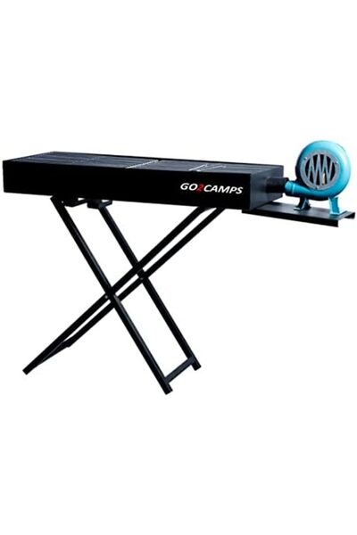 Generic Go2Camps Barbeque Grill with Blower Fan-BBQ X Shape Stand Hand Fan 110 CM - X-LARGE BLACK