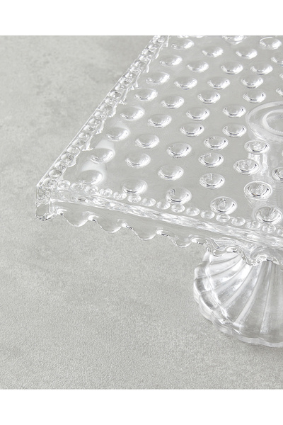 English Home Bubbles Glass Cake Stand 25X11 cm Transparent