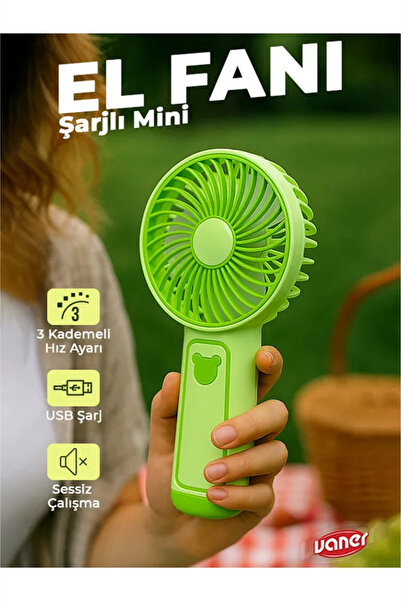 MİNGODAN 3 Kademeli Pratik Taşınılabilir Şarjlı Mini El Fanı, 3 Kademe Hız Ay...