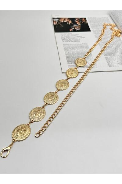 MODAM HİFA Patterned Chain Belt Women's Belt Dress Belt Waist Belt Body Belt