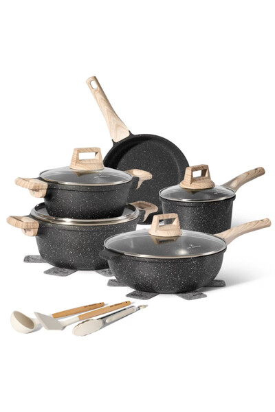 Just Perfecto Set de oale și tigăi JL-778, 14 cm, fontă, finisaj marmurat, in...