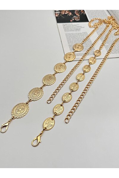 MODAM HİFA Patterned 2 Piece Body & Waist & Dress & Pants & Skirt Chain Belt Set