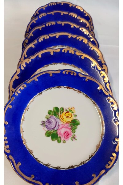 BY.RAYKA PORSELEN El Dekor Porcelain Hand Painted 6 Piece Cake Plate (No Returns Allowed)