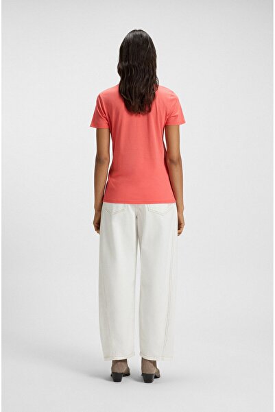 HUGO Women's Brand Logo Short Sleeve Round Neck Pink1 T-Shirt 50501139-638