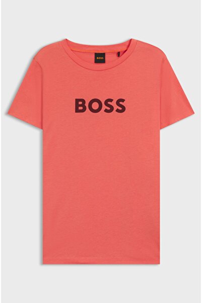 HUGO Women's Brand Logo Short Sleeve Round Neck Pink1 T-Shirt 50501139-638