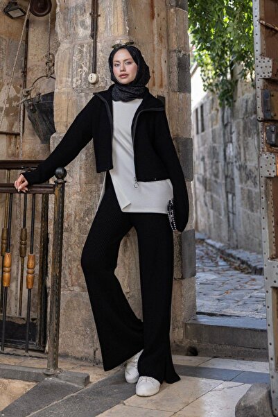 Hazamoda طقم أورا ثلاثي مودال باللون الأسود